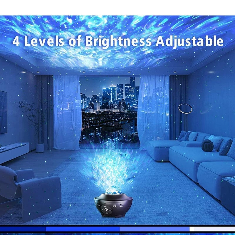 LED Star Rotating Light Projector - Bluetooth Music Speaker, Remote Control & Timer