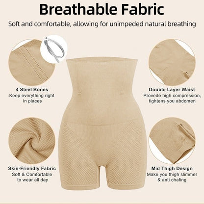 High Waisted Shorts Shapewear for Women - Tummy Control & Thigh Slimming