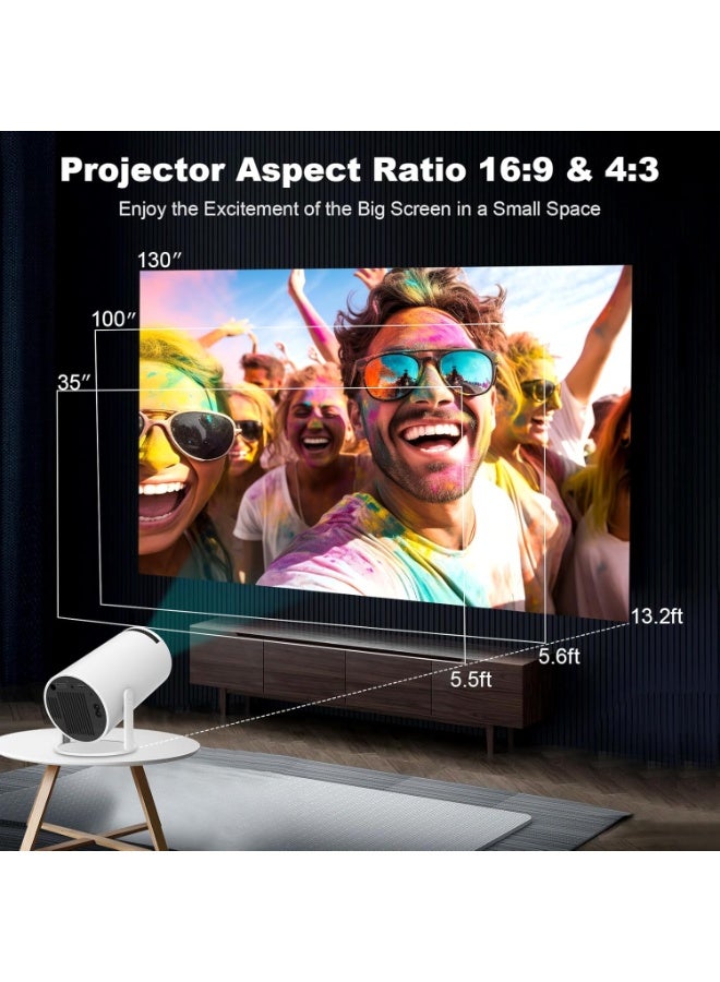 HY300 PRO Mini Portable Projector, Support 4K With Dual-Band WIFI6 5G-Android 11
