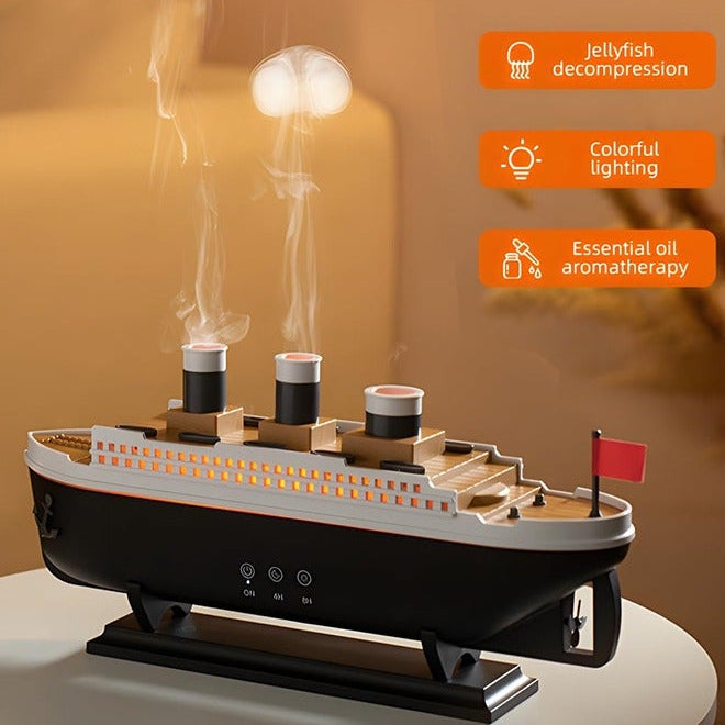 Titanic Humidifier & Diffuser - Multi-Color LED Lights, Dual Mist Modes with Remote Control