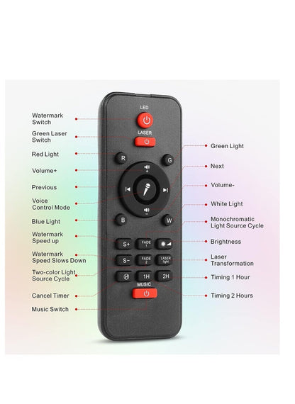 LED Star Rotating Light Projector - Bluetooth Music Speaker, Remote Control & Timer