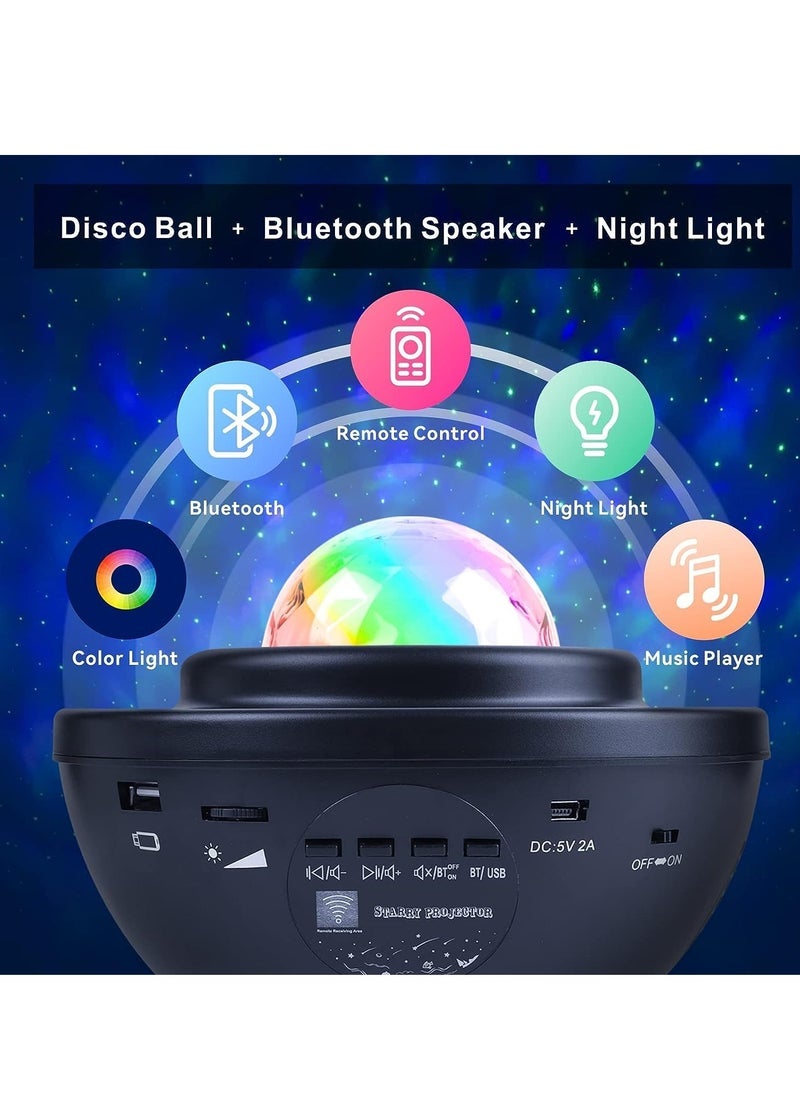 LED Star Rotating Light Projector - Bluetooth Music Speaker, Remote Control & Timer