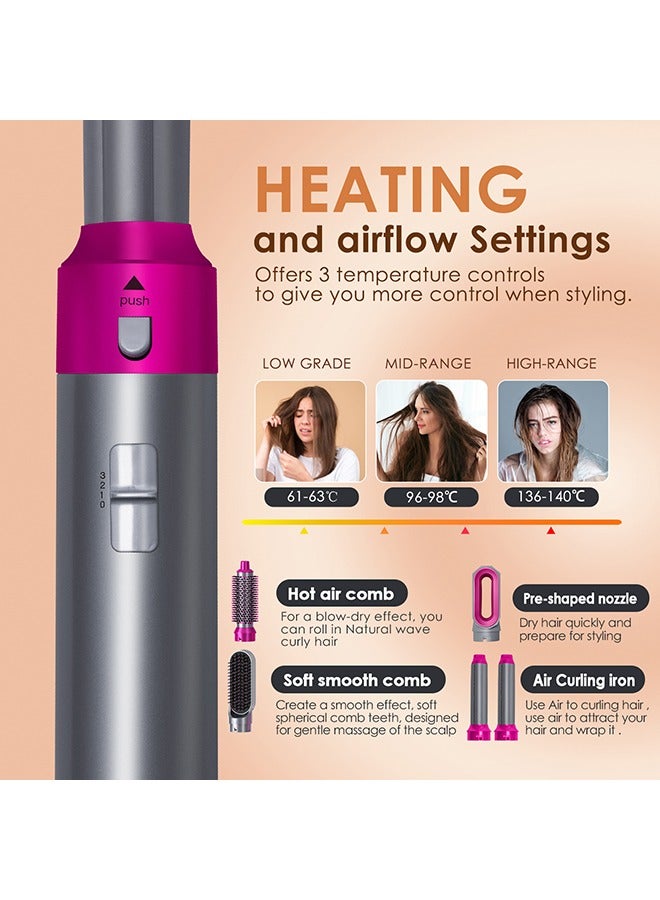 5 In 1 Hair Dryer Brush Hot Comb Set - Suitable for Women Hair Types