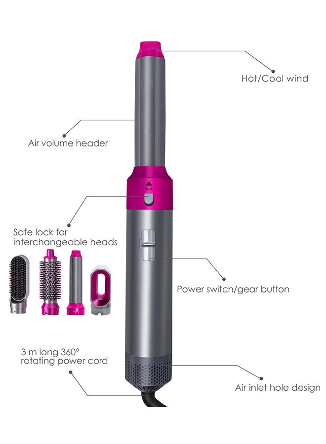 5 In 1 Hair Dryer Brush Hot Comb Set - Suitable for Women Hair Types