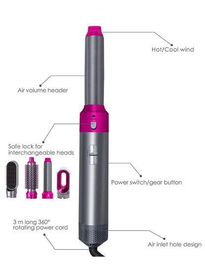 5 In 1 Hair Dryer Brush Hot Comb Set - Suitable for Women Hair Types