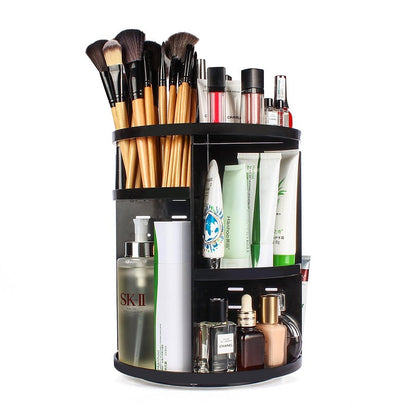 360 Rotating Makeup Organizer - Adjustable Cosmetic Storage Display Case