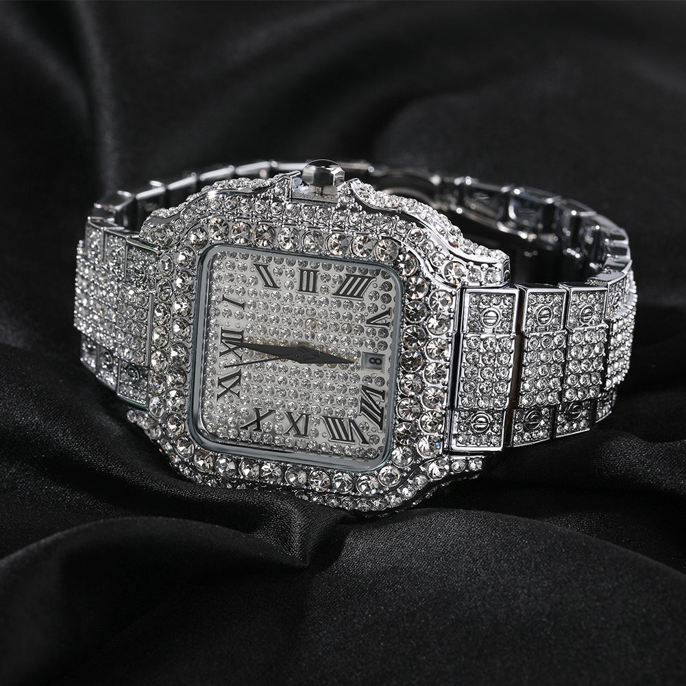 Luxury European Hip Hop Diamond Quartz Wrist Watch