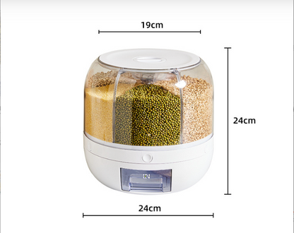 6-Grid Rotating Food Storage Container Moisture-Proof