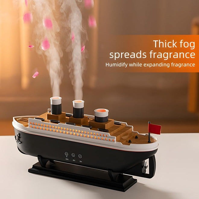 Titanic Humidifier & Diffuser - Multi-Color LED Lights, Dual Mist Modes with Remote Control