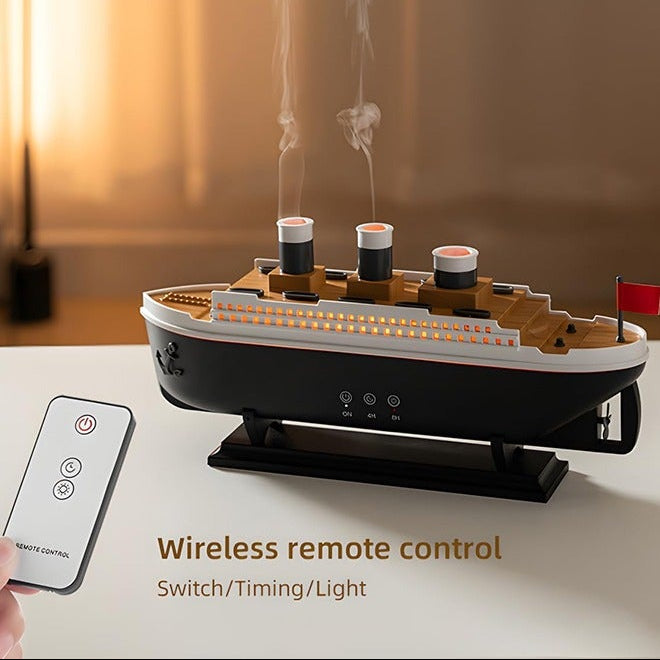 Titanic Humidifier & Diffuser - Multi-Color LED Lights, Dual Mist Modes with Remote Control
