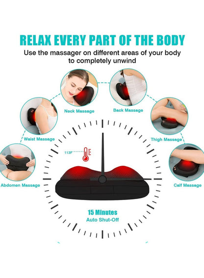 Electric Neck Massage Pillow For Neck , Shoulder , Back & Legs - Muscle Pain Relief