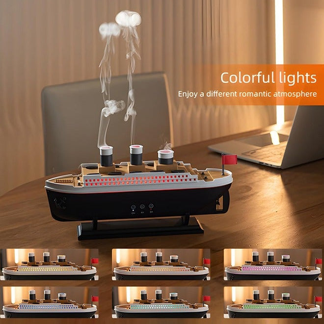 Titanic Humidifier & Diffuser - Multi-Color LED Lights, Dual Mist Modes with Remote Control