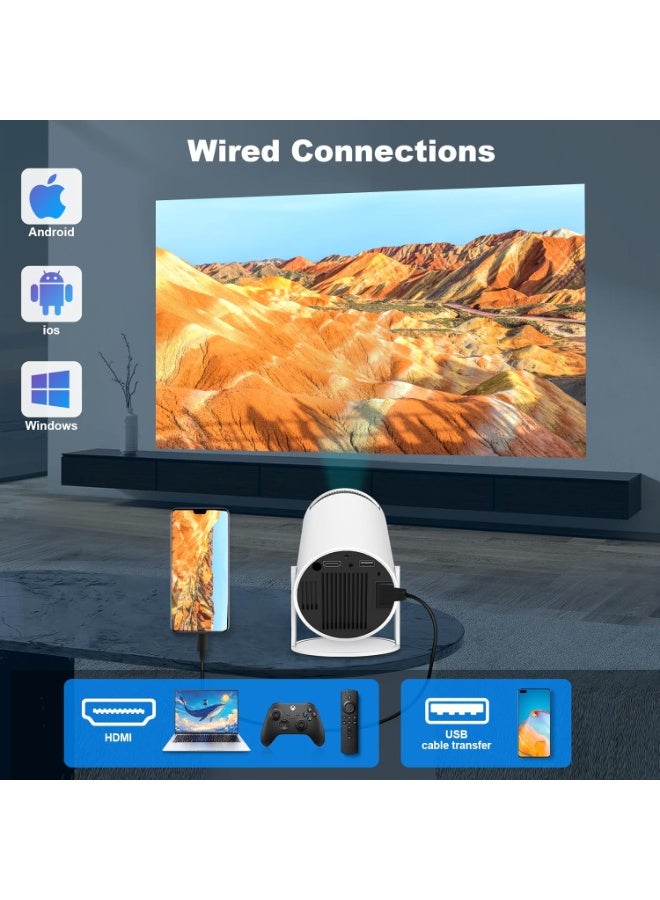 HY300 PRO Mini Portable Projector, Support 4K With Dual-Band WIFI6 5G-Android 11