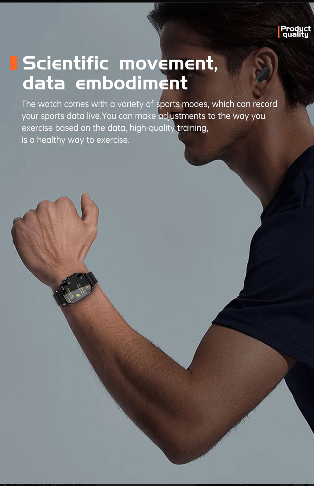 HEPU 2 in 1 Digital Smart Watch HP G32 (With Earbuds)