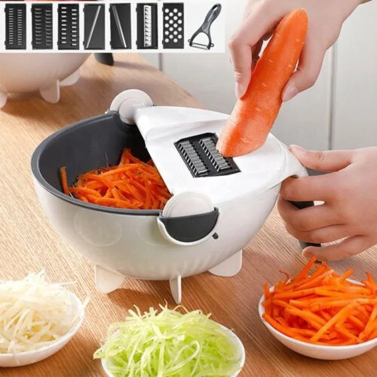 9 in 1 Manual Veggie and Fruit Cutter With Drain Basket