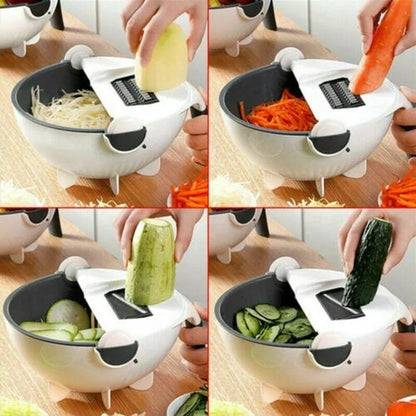 9 in 1 Manual Veggie and Fruit Cutter With Drain Basket