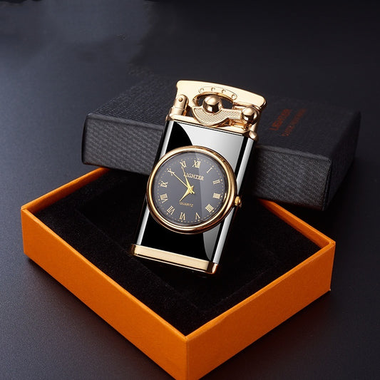 Sleek Mate Black Watch Lighter-Metal Jet Flame