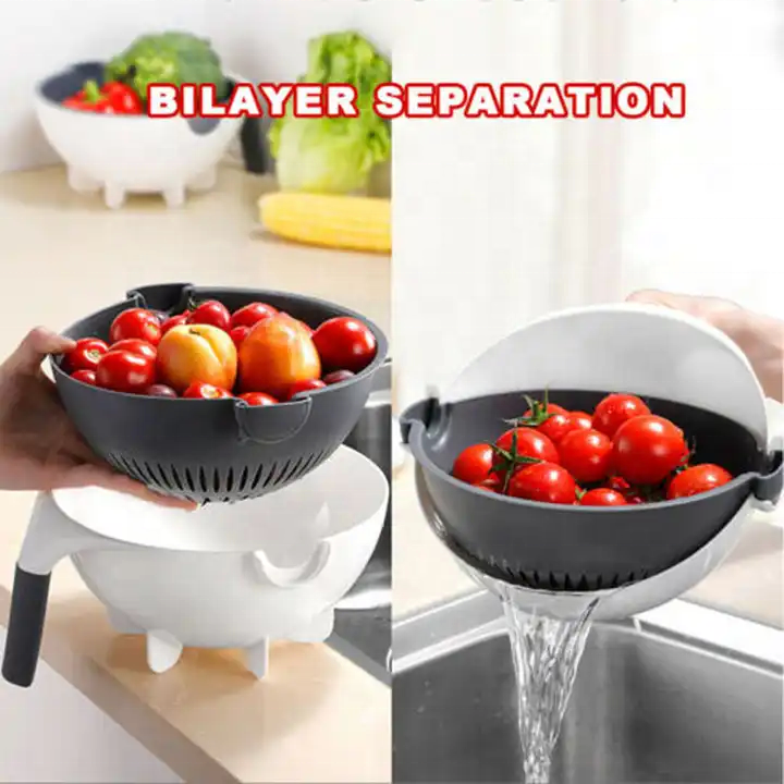 9 in 1 Manual Veggie and Fruit Cutter With Drain Basket
