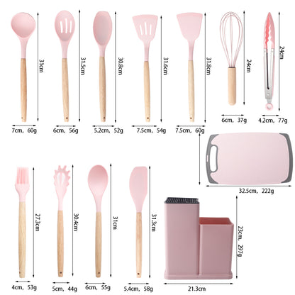 19 Pcs Kitchen Cooking Utensils and Knife Set with Block