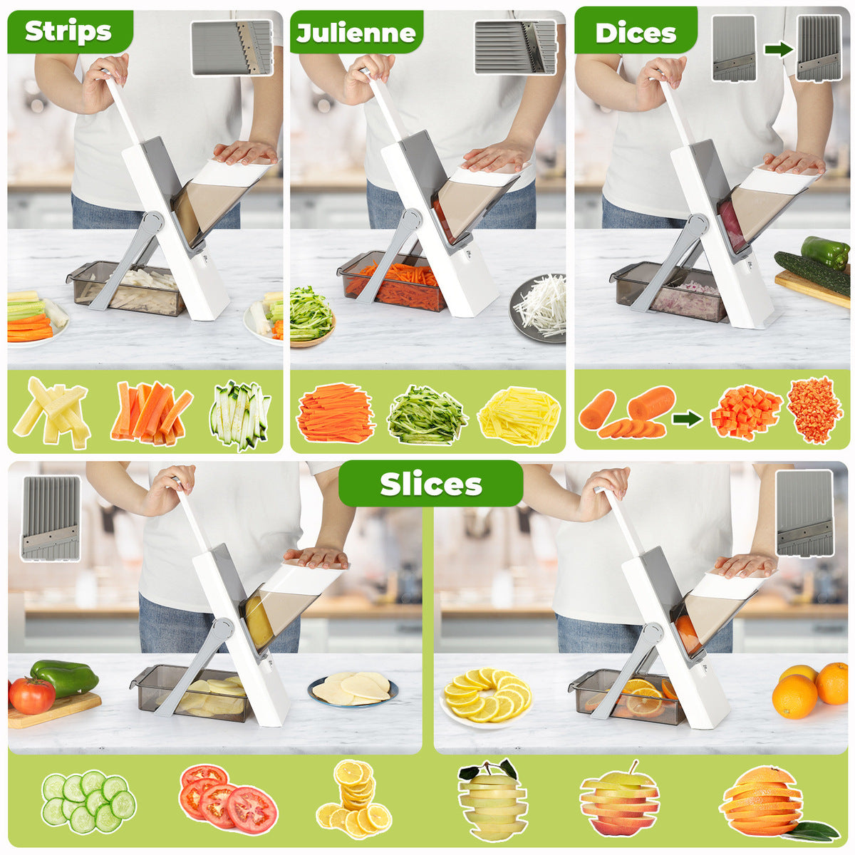 Multifunctional 3-in-1 Veggie Cutter, Slicer and Chopper
