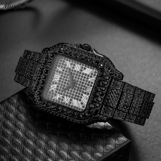 Luxury European Hip Hop Diamond Quartz Wrist Watch