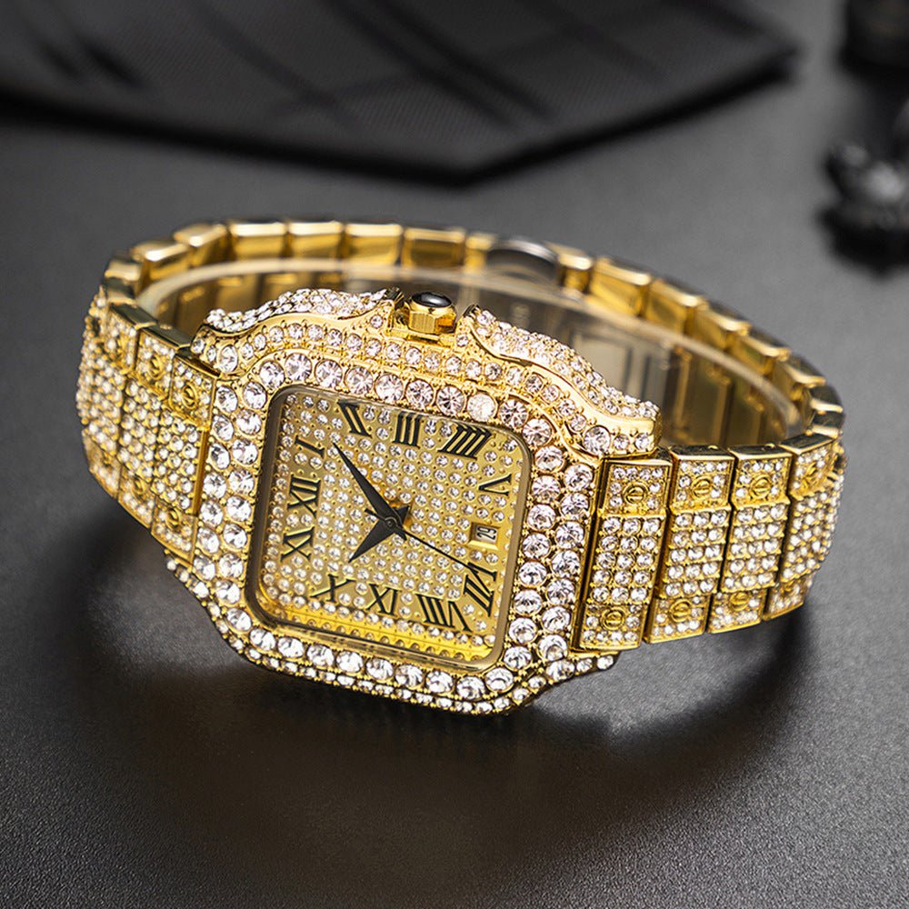 Luxury European Hip Hop Diamond Quartz Wrist Watch